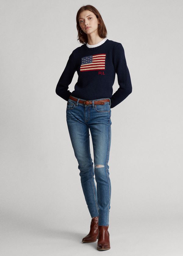 Jeans Polo Ralph Lauren Mujer Azules - Tompkins Skinny Crop - NXOKR1209